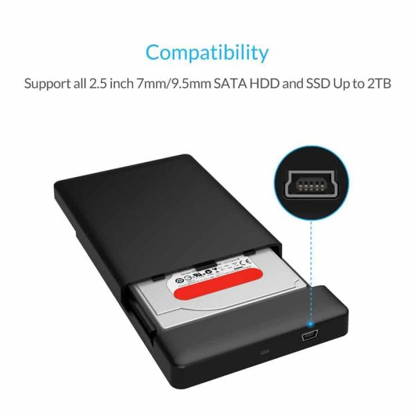 ORICO 2. 5 inch SATA to USB 2. 0 External Hard Drive Enclosure 2588US V1 BK 3