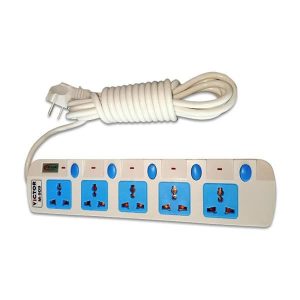 Power Strip Victor M 909 Heavy Duty Multiplug White 5M Cable 1